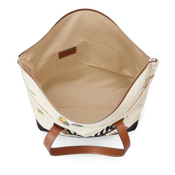 新作★ロエベ★ジップトート/パロット/プリントキャンバス 偽物カーフ B887J09X03